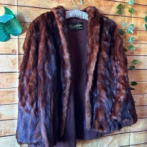 Vintage Mink Jacket Coat in brown red size large